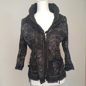 LanVie black with gray Zip Front Jacket